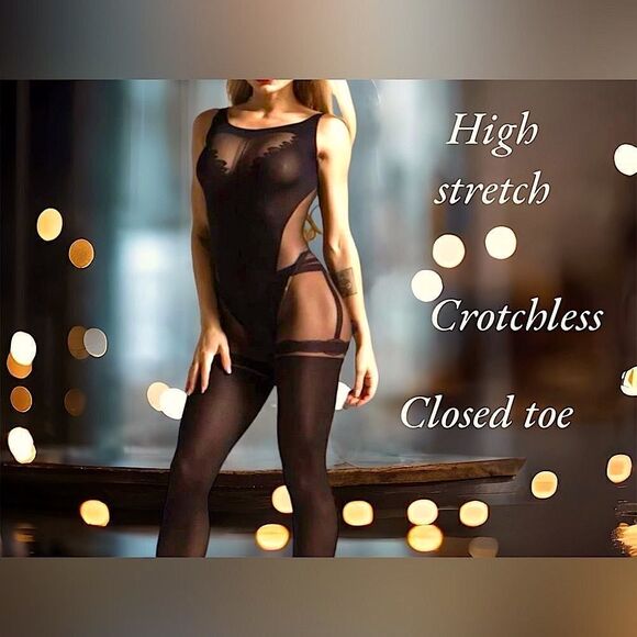 1 piece l Bodystocking l OS l Moderate-High stretch l Crotchless Backless l New - Picture 3 of 6